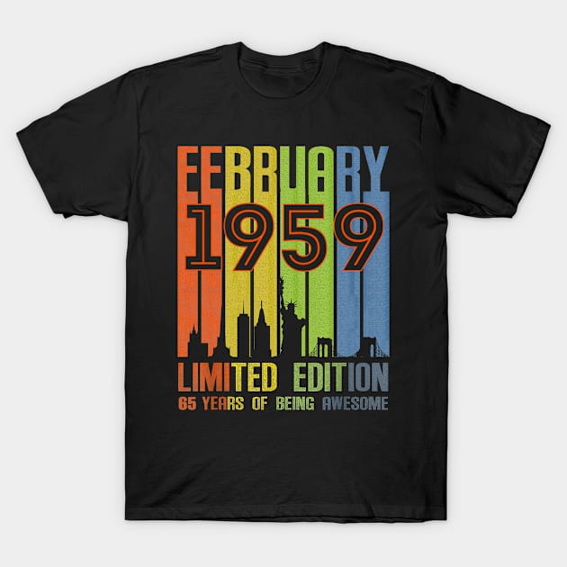 February 1959 65 Years Of Being Awesome Limited Edition T-Shirt by Red and Black Floral